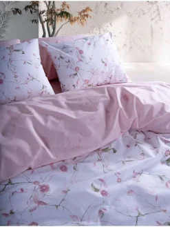 Renforcé-Bettwäsche-Set ''Lima'' in Weiß/ Rosa