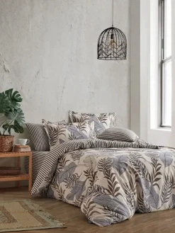 Renforcé-Bettwäsche-Set "Lionel" in Hellbraun/ Gold/ Blau