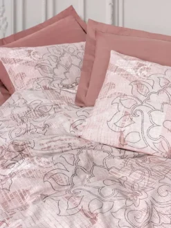 Renforcé-Bettwäsche-Set "Livara" in Rosa/ Weiß