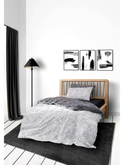 Renforcé-Bettwäsche-Set "Maze" in Schwarz/ Weiß