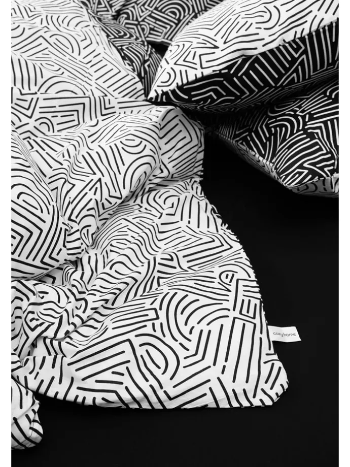 Renforcé-Bettwäsche-Set "Maze" in Schwarz/ Weiß