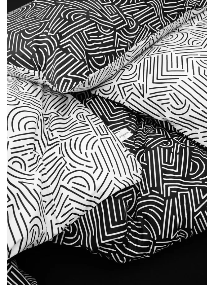 Renforcé-Bettwäsche-Set "Maze" in Schwarz/ Weiß