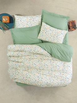 Renforcé-Bettwäsche-Set "Molly" in Hellgrün/ Bunt