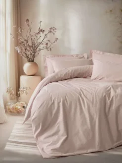 Renforcé-Bettwäsche-Set "Plain" in Rosa