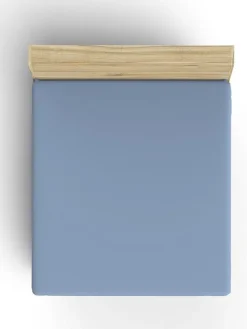 Renforcé-Spannbettlaken in Blau