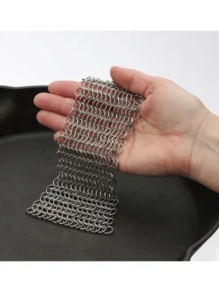 Ringreiniger für Gusseisen Feuertöpfe Netzreiniger 12,5x12,5cm in silber