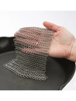 Ringreiniger für Gusseisen Feuertöpfe Netzreiniger 20x20cm in silber