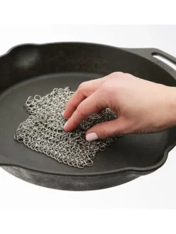 Ringreiniger für Gusseisen Feuertöpfe Netzreiniger 20x20cm in silber