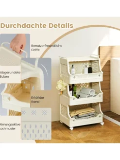 Rollwagen faltbar 44,5 x 30 x 74,5 cm in Beige