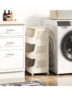 Rollwagen faltbar 44,5 x 30 x 74,5 cm in Beige