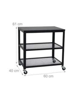 Rollwagen in Schwarz - (B)60 x (H)61 x (T)40 cm