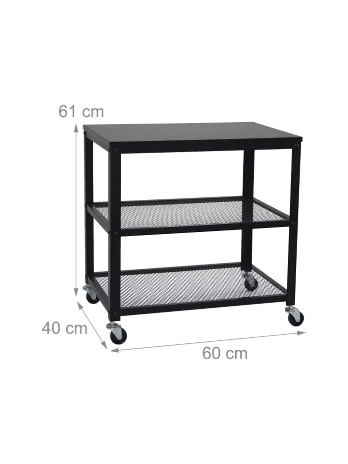 Rollwagen in Schwarz - (B)60 x (H)61 x (T)40 cm