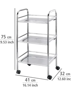 Rollwagen in Silber - (B)41 x (H)75 x (T)32 cm