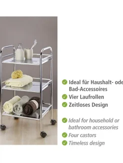 Rollwagen in Silber - (B)41 x (H)75 x (T)32 cm