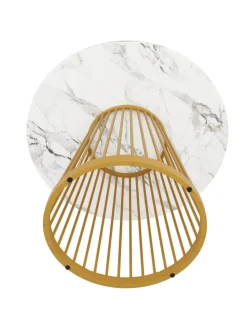 Runder Esstisch in Gold 80x80x76 cm mit Metallbeinen