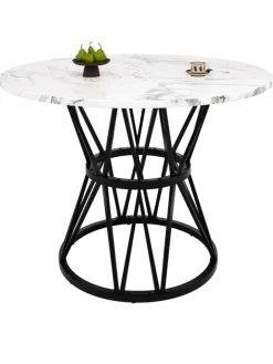 Runder Esstisch in Schwarz Marmor mit Metallbeinen 100x100x76 cm