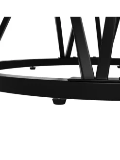 Runder Esstisch in Schwarz Marmor mit Metallbeinen 100x100x76 cm
