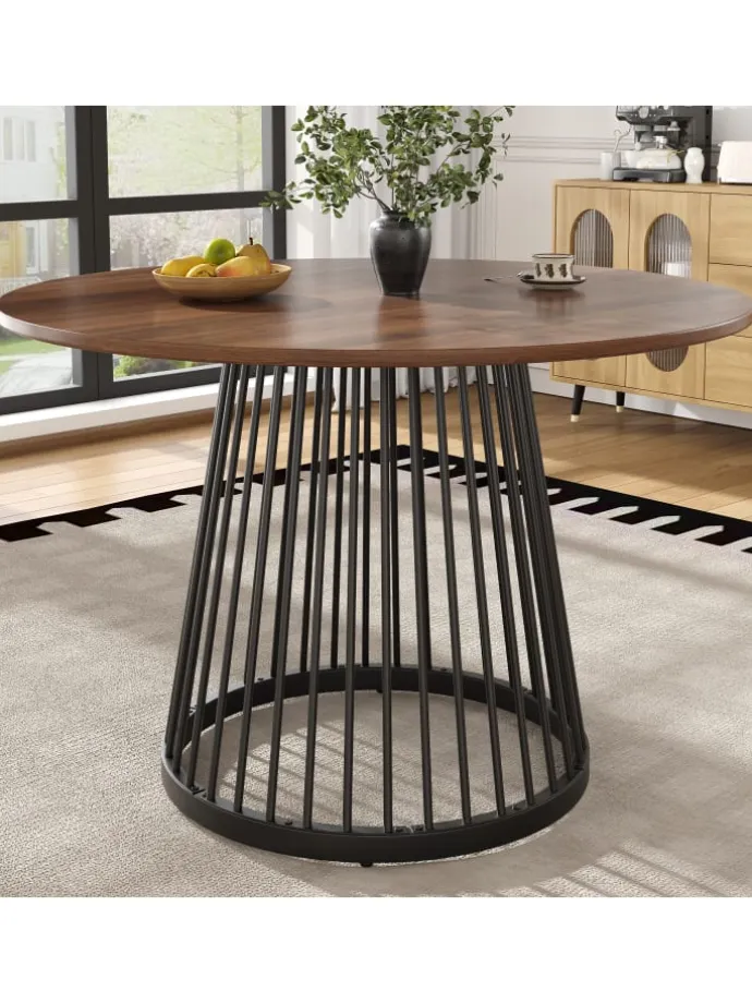 Runder Esstisch in Schwarz 80x80x76 cm mit Metallbeinen