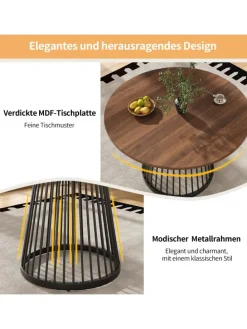 Runder Esstisch in Schwarz 80x80x76 cm mit Metallbeinen