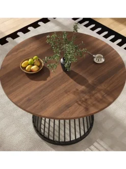 Runder Esstisch in Schwarz 80x80x76 cm mit Metallbeinen