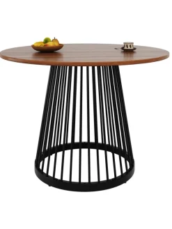 Runder Esstisch in Schwarz 80x80x76 cm mit Metallbeinen