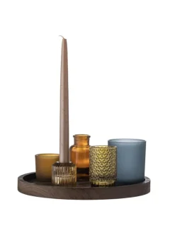 Sanga Tablett mit Teelichthaltern aus rund in braun