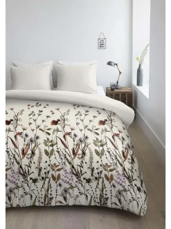 Satin-Bettwäsche-Set ''Dry Flowers'' in Creme/ Bunt