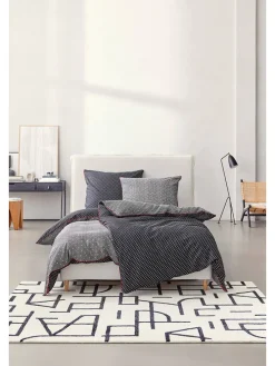 Satin-Bettwäsche-Set "Heritage" in Schwarz/ Weiß