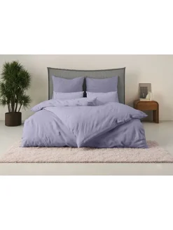 Satin-Bettwäsche-Set ''Mila'' in Lila - (L)200 x (B)135 cm