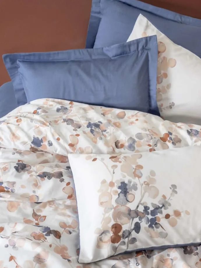 Satin-Bettwäsche-Set "Nebulae" in Weiß/ Blau/ Beige