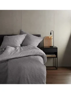 Satin-Bettwäsche-Set "Palma" in Taupe/ Hellgrau