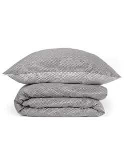 Satin-Bettwäsche-Set "Palma" in Anthrazit/ Weiß