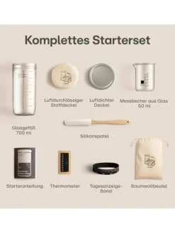 Sauerteig Starter Set aus Glas (700 ml) Komplett-Set mit Anleitung