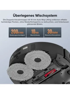 Saugroboter Qrevo Edge S5A in Schwarz, 18500Pa, Dual Anti-Tangle-System