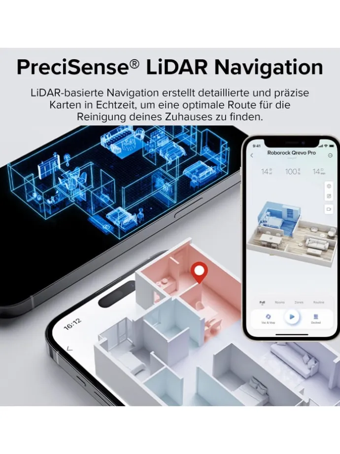 Saugroboter Qrevo Pro in Weiß, 60°C-Heißwasser-Moppwäsche