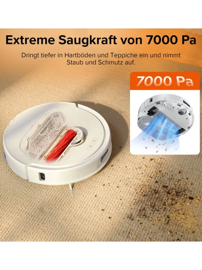 Saugroboter Qrevo Pro in Weiß, 60°C-Heißwasser-Moppwäsche