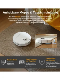 Saugroboter QV 35A in Weiß, mit Wischfunktion&Hebarem Wischmopp, 8000Pa