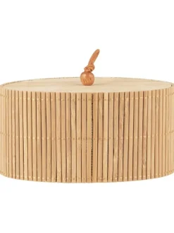 Schachtel mit Bambusdeckel oval in natur