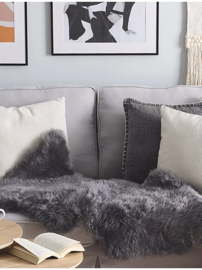 Schaffell ULURU in Grau - (W) 65 x (H) 8 x (L) 100 cm