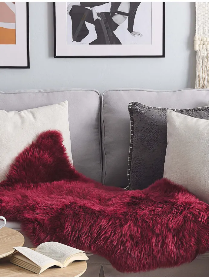 Schaffell ULURU in Rot - (W) 65 x (H) 8 x (L) 100 cm