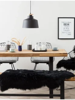 Schaffell ULURU in Schwarz - (W) 65 x (H) 8 x (L) 100 cm