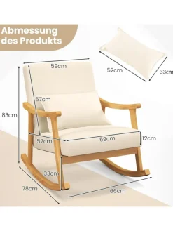 Schaukelstuhl aus Holz in Beige