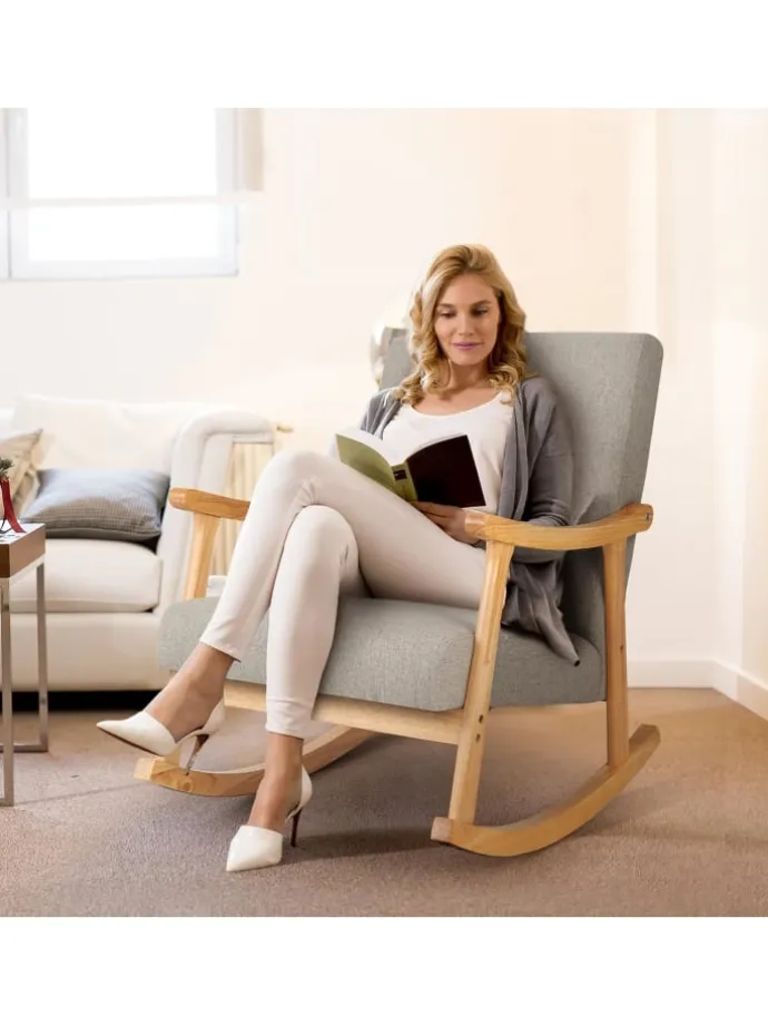 Schaukelstuhl aus Holz in Grau