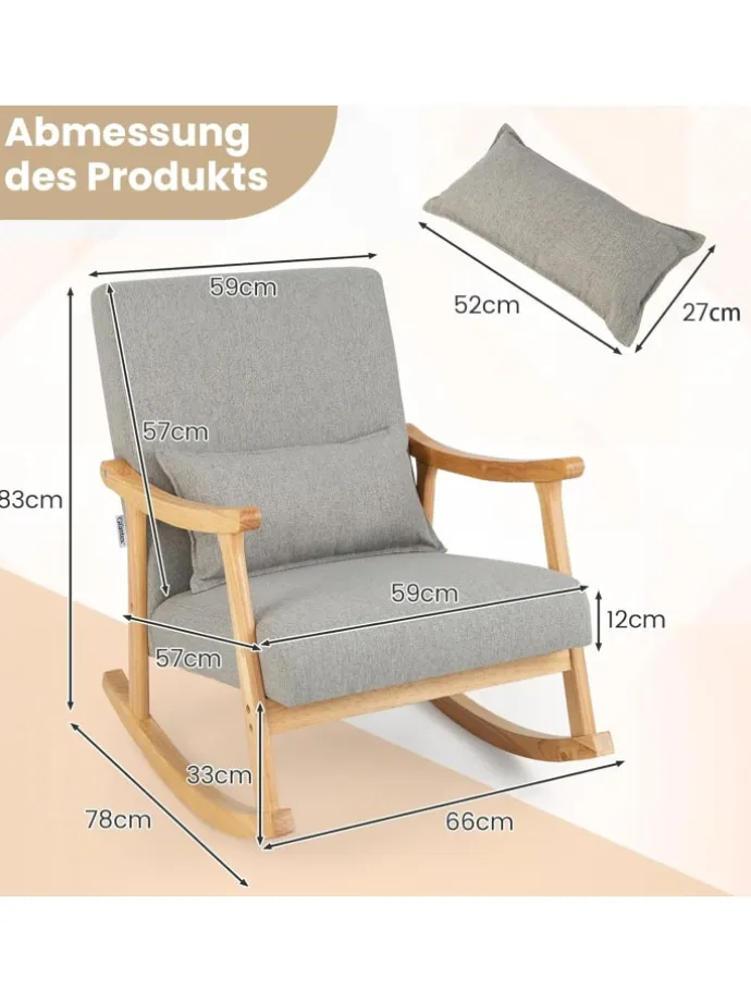 Schaukelstuhl aus Holz in Grau