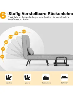 Schlafsessel Klappbar in Grau