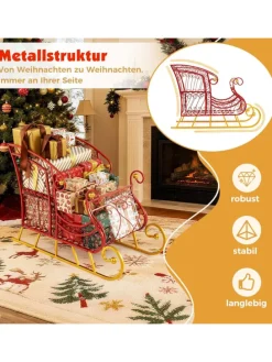 Schlitten Deko für Weihnachten in Rot