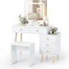 Schminktisch mit LED Spiegel in Weiß
