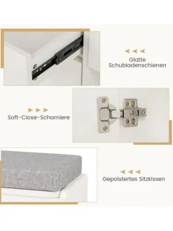 Schminktisch mit LED-Spiegel in Weiß