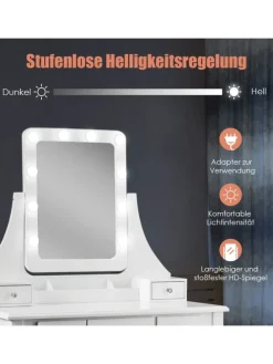 Schminktisch Set LED in Weiß
