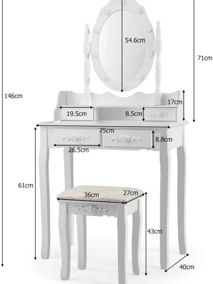 Schminktische in Weiß